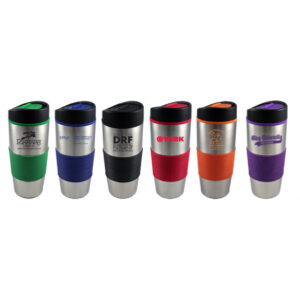 11414 | 15 Ounce Stainless Steel Travel Tumbler with Color Grip, Inside and Slide Closure Tab