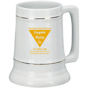 7198-02G | 28 Ounce White Ceramic Stein with Gold Bands