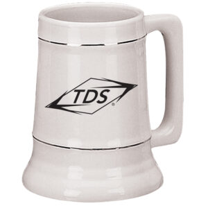 7198-02P | 28 Ounce White Ceramic Stein with Platinum Bands
