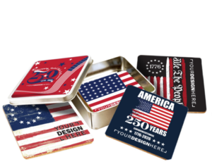 PTCSET-SQ | Square Coaster Set In Square Tin